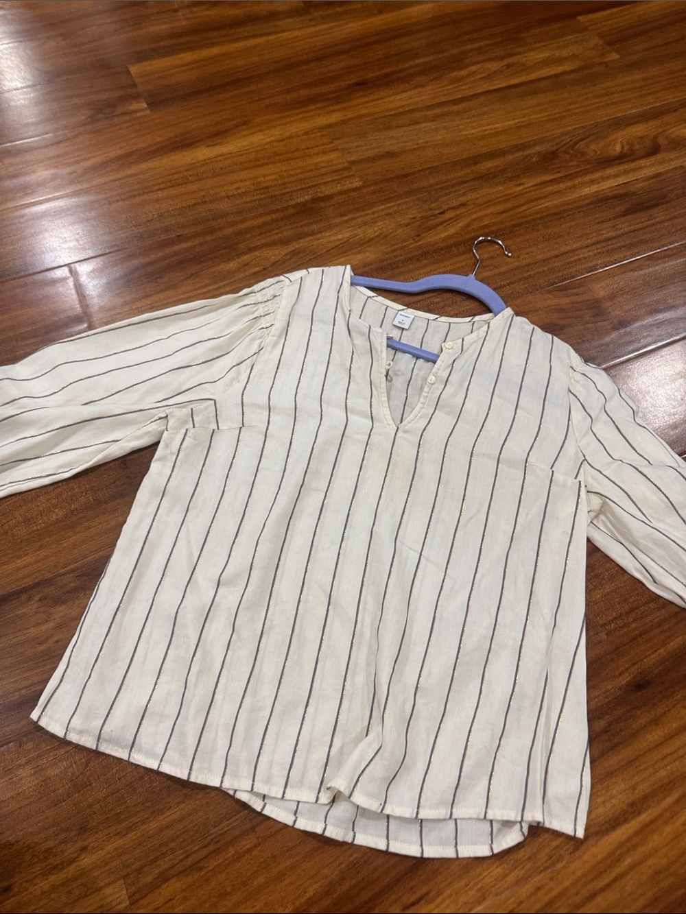 Striped Cream & Black Long Sleeve Top